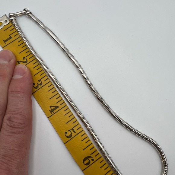 16” Vintage Sterling Silver Chunky Necklace with Blue Gemstone Pendant - Picture 11 of 14